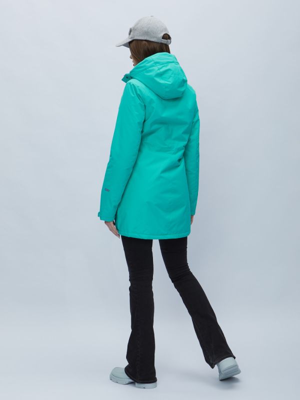 Turquoise hooded parka for women 551706Br